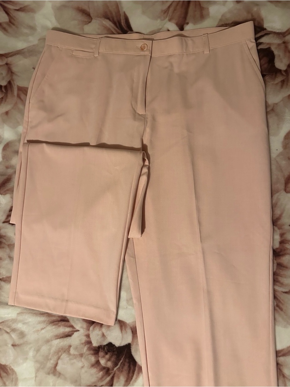 Kim Rogers Tailored Straight-Leg Pants in Blush Pink size 16p